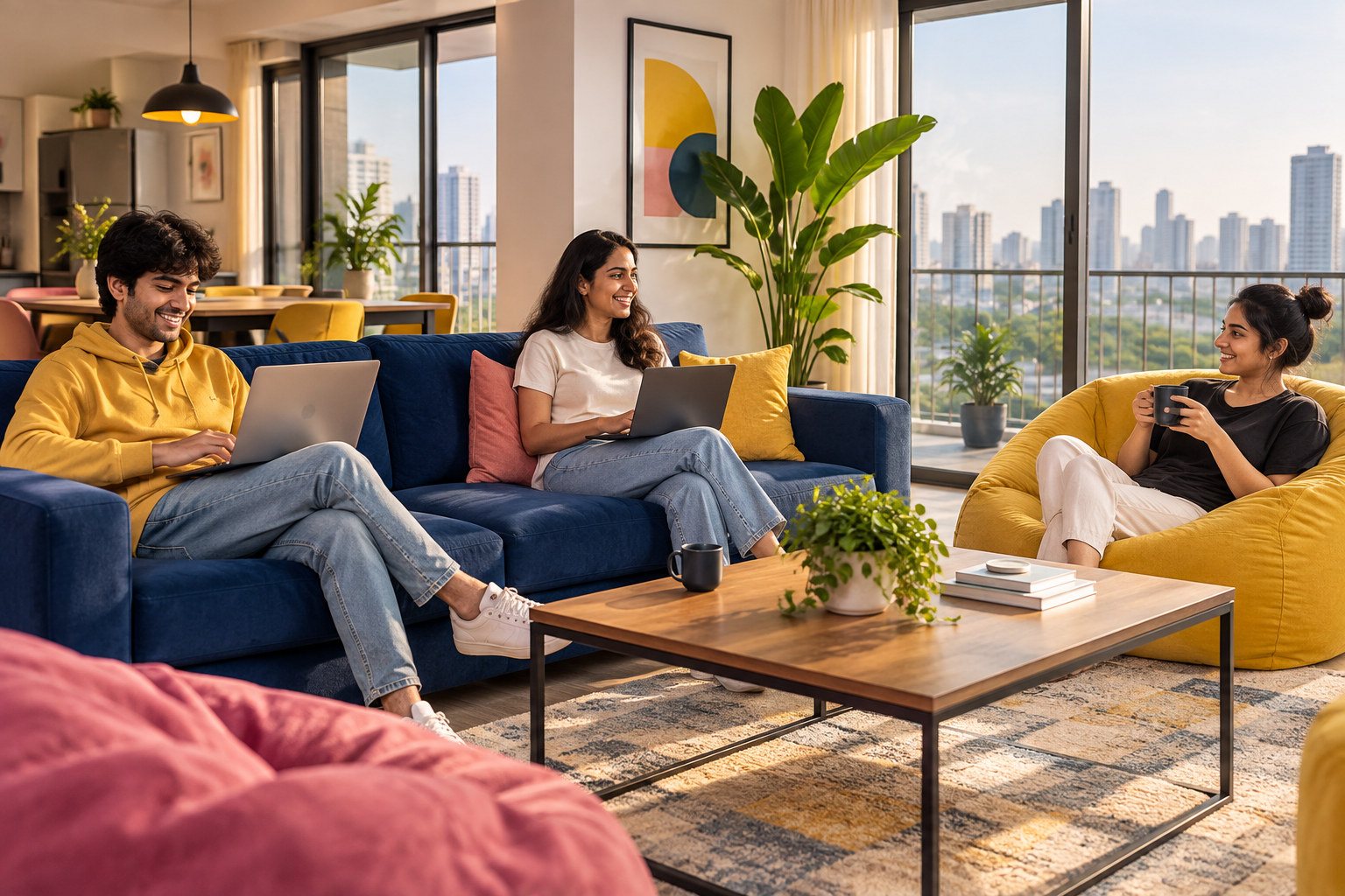 Modern GenZ CoLiving lounge in Thane